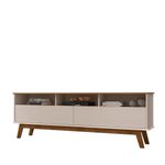 Rack para TV Até 65 Polegadas Ado com 1 Porta e Pés de madeira Babus - Cinamomo / Off White