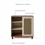Aparador Buffet Sala Faenza 1 Porta e 6 Prateleiras - Pinho / Off White