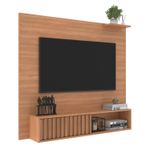 Painel de TV até 55 Pol. Málaga Com 1 Porta - Branco / Freijó