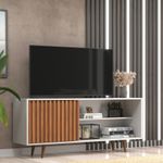 Rack de TV até 55 Pol. Menorca Com 1 Porta - Branco / Freijo