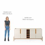 Aparador Buffet 4 Porta e Adega Canes Babus - Off White / Cedro
