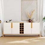 Aparador Buffet 4 Porta e Adega Canes Babus - Off White / Cedro