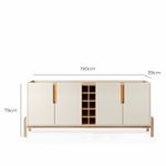 Aparador Buffet 4 Porta e Adega Canes Babus - Off White / Cedro