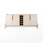 Aparador Buffet 4 Porta e Adega Canes Babus - Off White / Cedro