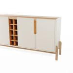 Aparador Buffet 4 Porta e Adega Canes Babus - Off White / Cedro