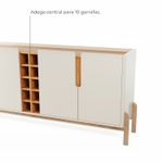 Aparador Buffet 4 Porta e Adega Canes Babus - Off White / Cedro