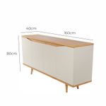 Buffet Aparador Pass 4 Portas Babus - Off White / Noce