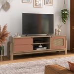 Rack Bancada Para Tv Até 60 Polegadas 1 Porta 2 Gavetas 2 Nichos Nature Artely Carvalho/Terracota