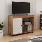 Rack Sala Tv 42 Sampa 2 Nichos Porta e Prateleiras Cinamomo/Off White