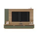 Painel Para Tv Até 75 Polegadas 3 Gavetas 1 Prateleira Com Ripado Presence Artely Carvalho/Menta