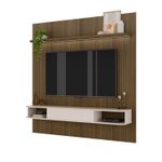 Painel Ripado Até 75 Polegadas Com Led 1 Porta 2 Nichos E Prateleira Belluno Artely Pinho/Off White