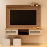 Painel para TV até 75 Polegadas Trama 2 PT Cinamomo e Off White