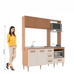 Cozinha Compacta Celine 4 Portas 3 Gavetas Ripado Freijó/off White