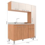 Cozinha Iara Modulada 3 Peças com Torre Quente Freijó/Off White