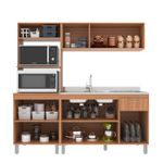 Cozinha Iara Modulada 3 Peças 7 Portas 1 Gaveta Freijó/Off White