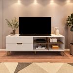 Rack Verona Aparador Bancada para Tv 75 Off White / Pinho