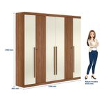 Guarda Roupa Solteiro com Pés 4 Portas 2 Gavetas Buriti - Jequitiba / Areia