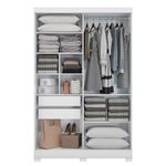 Guarda Roupas de Solteiro 2 portas de correr e 2 gavetas Málaga 143cm - Branco