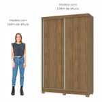 Guarda Roupas de Solteiro 2 portas de correr e 2 gavetas Málaga 143cm - Nogueira