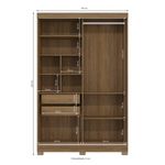Guarda Roupas de Solteiro 2 portas de correr e 2 gavetas Málaga 143cm - Nogueira