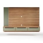 Painel Para Tv Até 75 Polegadas 3 Gavetas 1 Prateleira Com Ripado Copiapó - Carvalho/Menta