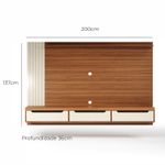 Painel Para Tv Até 75 Polegadas 3 Gavetas 1 Prateleira Com Ripado Copiapó - Cinamomo / Off White