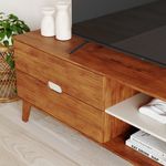 Rack Bancada Seul para Tv 75 com 2 Gavetas - Cedro / Off white