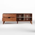 Rack Bancada Seul para Tv 75 com 2 Gavetas - Cedro / Off white