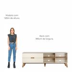 Rack Bancada Seul para Tv 75 com 2 Gavetas - Off White / Pinho