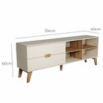 Rack Bancada Seul para Tv 75 com 2 Gavetas - Off White / Pinho