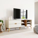 Rack Bancada Seul para Tv 75 com 2 Gavetas - Off White / Pinho