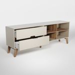 Rack Bancada Seul para Tv 75 com 2 Gavetas - Off White / Pinho