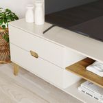 Rack Bancada Seul para Tv 75 com 2 Gavetas - Off White / Pinho