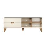 Rack Bancada Seul para Tv 75 com 2 Gavetas - Off White / Pinho