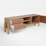 Rack Bancada Para Tv Até 60 Polegadas 1 Porta 2 Gavetas 2 Nichos Iquique - Carvalho/Terracota