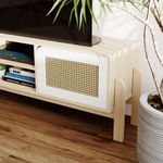 Rack Bancada Para Tv Até 60 Polegadas 1 Porta 2 Gavetas 2 Nichos Iquique - Naturale / Branco