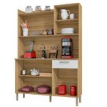 Kit Cozinha Vigo 8 Portas Com Nichos - Freijó / Branco
