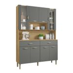 Kit Cozinha Golden 8 Portas Com Nichos -Freijó / Gris