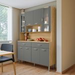 Kit Cozinha Golden 8 Portas Com Nichos -Freijó / Gris