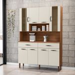 Kit Cozinha Alicante 8 Portas Com Nichos - Nogueira / Off White
