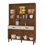 Kit Cozinha Alicante 8 Portas Com Nichos - Nogueira / Off White