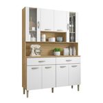 Kit Cozinha Golden 8 Portas Com Nichos - Freijó / Branco