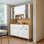 Kit Cozinha Golden 8 Portas Com Nichos - Freijó / Branco