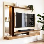 Painel De Tv 55 Petra Moderno 5 Prateleiras - Off White / Cinamomo