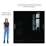 Guarda Roupas 3 Portas 2 Gavetas Grande Casal Preto