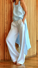 Calça pantalona em linho