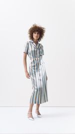 Vestido midi chemise em tafeta italiano