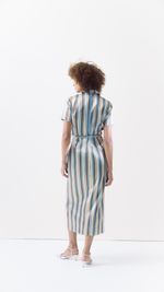 Vestido midi chemise em tafeta italiano