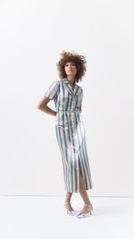 Vestido midi chemise em tafeta italiano