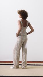 Top com peplum em tweed italiano